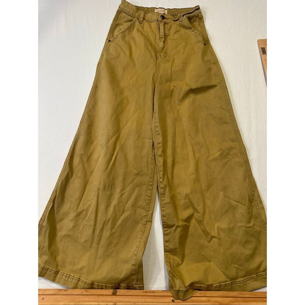 Listicle Wide Leg Utility Pants Women’s M Olive Green High Rise Cotton Stretch
